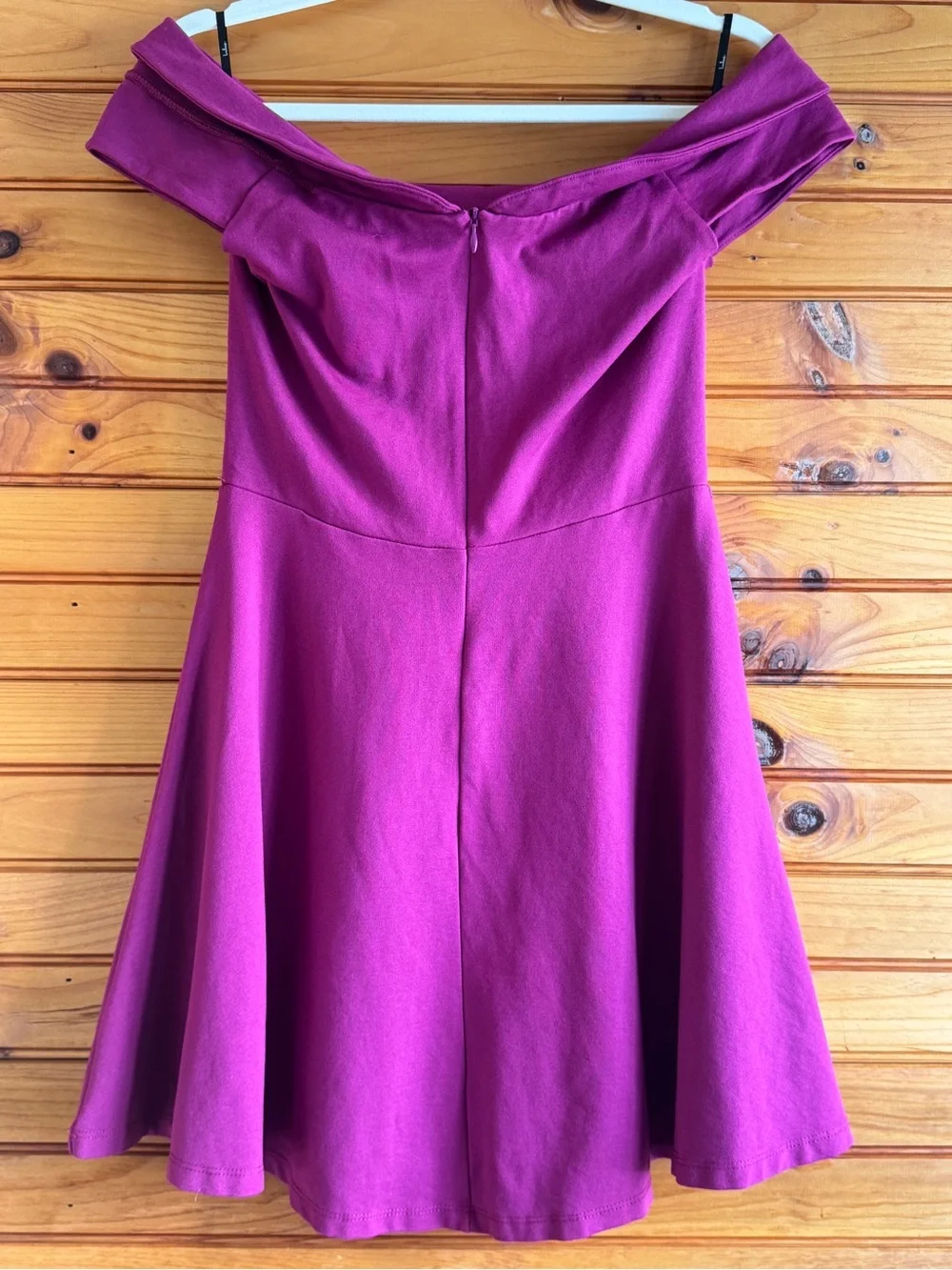 Lulus Season of Fun Off the Shoulder Skater Dress Size M Magenta Fit and Flare